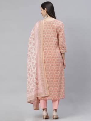 Indo Era red Printed Straight Kurta With Palazzo And Dupatta Set 2