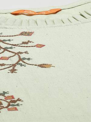 Indo Era Green Solid Embroiderd Straight Kurta With Palazzo And Dupatta Set 5