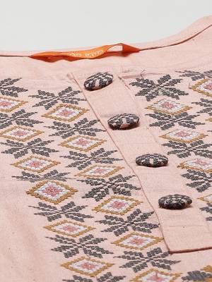Indo Era Pink Solid Embroiderd Straight Kurta With Palazzo And Dupatta Set 5