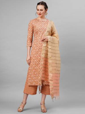 Indo Era red Printed Straight Kurta Palazzo With Dupatta Set 1