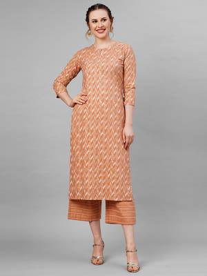 Indo Era red Printed Straight Kurta With Palazzo Set 1