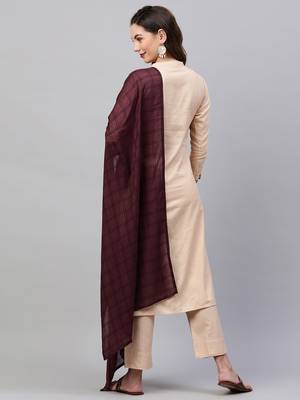 Indo Era Peach Embroidred Straight Kurta Trouser With Dupatta Set 2