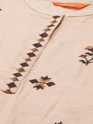 Indo Era Peach Embroidred Straight Kurta Trouser With Dupatta Set 5