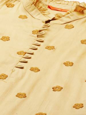Indo Era mustard Embroidred Straight Kurta Palazzo With Dupatta Set 5