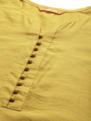 Indo Era Olive Solid Straight Kurta Palazzo With Dupatta Set 5