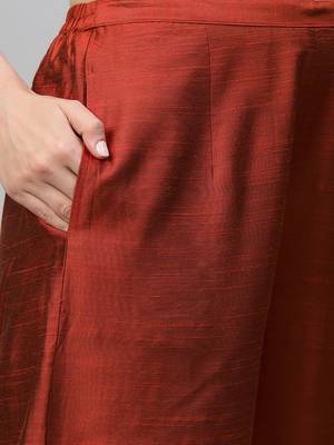 Indo Era Orange Solid Straight Kurta Palazzo With Dupatta Set 5