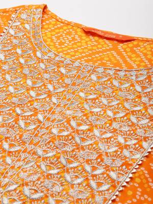 Indo Era Orange Printed Straight Kurta  Palazzo With Dupatta Set 5