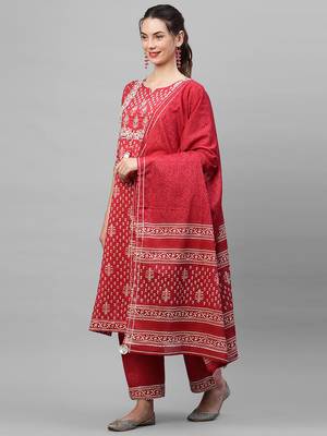 Indo Era Pink Printed Straight Kurta Palazzo With Dupatta Set 3
