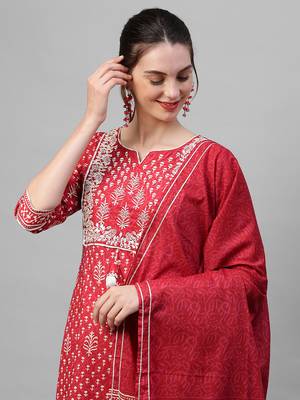 Indo Era Pink Printed Straight Kurta Palazzo With Dupatta Set 5