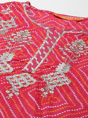 Indo Era Pink Printed Straight Kurta Sharara With Dupatta Set 5