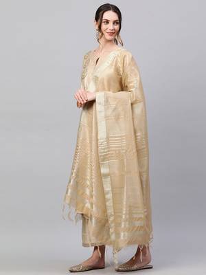Indo Era Begie Embroidred Straight Kurta Palazzo With Dupatta set 3