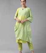 Indo Era Green Solid Straight Kurta Palazzo With Dupatta Set