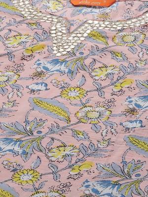 Indo Era Pink Floral Printed Straight Kurta Sharara Set 5
