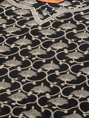 Indo Era Black Foil Floral Printed Straight Kurta Palazzo with Dupatta Set 5