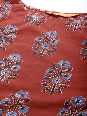 Indo Era Red Floral printed Kurta Trouser With Hand Made Dupatta Set 5