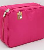 atorakushon   Fabric Cosmetic Bag Makeup Pouch Jewellery Vanity Box Travel Storage Organizer Grooming Kit for Women Pink