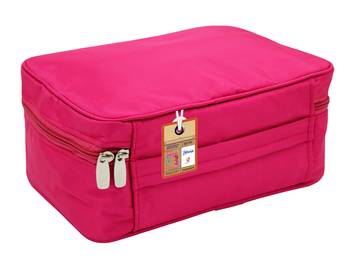 atorakushon   Fabric Cosmetic Bag Makeup Pouch Jewellery Vanity Box Travel Storage Organizer Grooming Kit for Women Pink 2