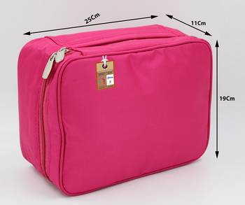 atorakushon   Fabric Cosmetic Bag Makeup Pouch Jewellery Vanity Box Travel Storage Organizer Grooming Kit for Women Pink 4