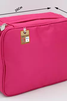 atorakushon   Fabric Cosmetic Bag Makeup Pouch Jewellery Vanity Box Travel Storage Organizer Grooming Kit for Women Pink