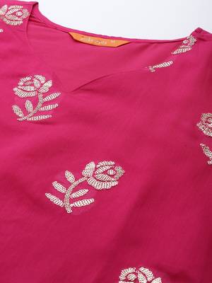 Indo Era Pink Embroidered Straight Kurta Trouser With Dupatta Set 5