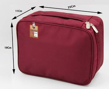 atorakushon   Fabric Cosmetic Bag Makeup Pouch Jewellery  Box Travel Storage Organizer Grooming Kit for Women Maroon 4