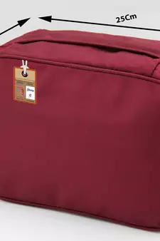 atorakushon   Fabric Cosmetic Bag Makeup Pouch Jewellery  Box Travel Storage Organizer Grooming Kit for Women Maroon