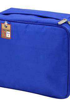 atorakushon   Fabric Cosmetic Bag Makeup Pouch Jewellery Vanity Box Travel Storage Organizer Grooming Kit for Women Blue