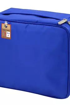 atorakushon   Fabric Cosmetic Bag Makeup Pouch Jewellery Vanity Box Travel Storage Organizer Grooming Kit for Women Blue