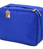 atorakushon   Fabric Cosmetic Bag Makeup Pouch Jewellery Vanity Box Travel Storage Organizer Grooming Kit for Women Blue