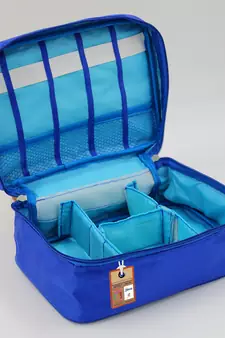 atorakushon   Fabric Cosmetic Bag Makeup Pouch Jewellery Vanity Box Travel Storage Organizer Grooming Kit for Women Blue