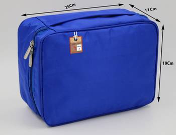 atorakushon   Fabric Cosmetic Bag Makeup Pouch Jewellery Vanity Box Travel Storage Organizer Grooming Kit for Women Blue 3