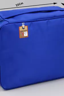 atorakushon   Fabric Cosmetic Bag Makeup Pouch Jewellery Vanity Box Travel Storage Organizer Grooming Kit for Women Blue