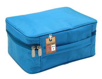 atorakushon   Fabric Cosmetic Bag Makeup Pouch Jewellery  Box Travel Storage Organizer Grooming Kit for Women Sky blue 2