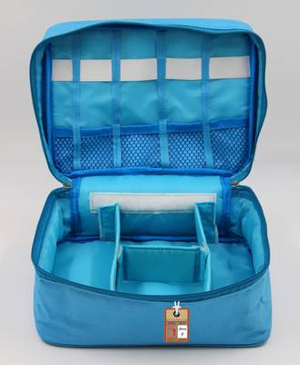 atorakushon   Fabric Cosmetic Bag Makeup Pouch Jewellery  Box Travel Storage Organizer Grooming Kit for Women Sky blue 3