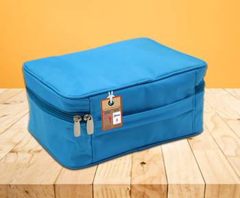 atorakushon   Fabric Cosmetic Bag Makeup Pouch Jewellery  Box Travel Storage Organizer Grooming Kit for Women Sky blue 4