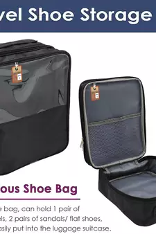 atorakushon   Fabric Travel Shoe Bags Shoe Cover for Travelling Storage Bag Footwear Wardrobe Organizer Pouch (Black)