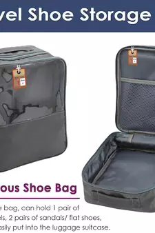 atorakushon   Fabric Travel Shoe Bags Shoe Cover for Travelling Storage Bag Footwear Wardrobe Organizer Pouch (Grey)