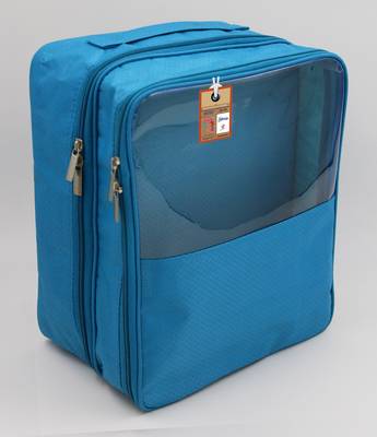 atorakushon   Fabric Travel Shoe Bags Shoe Cover for Travelling Storage Bag Footwear Wardrobe Organizer Pouch (Sky Blue) 2