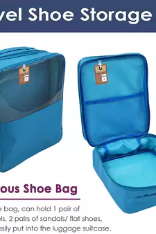 atorakushon   Fabric Travel Shoe Bags Shoe Cover for Travelling Storage Bag Footwear Wardrobe Organizer Pouch (Sky Blue)