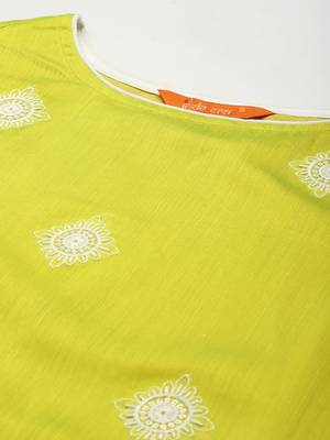 Indo Era Olive Embroidered Straight Kurta Trouser With Dupatta Set 5