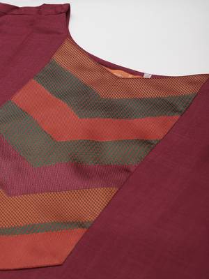 Indo Era Maroon Solid Straight Kurta Palazzo With Dupatta Set 5