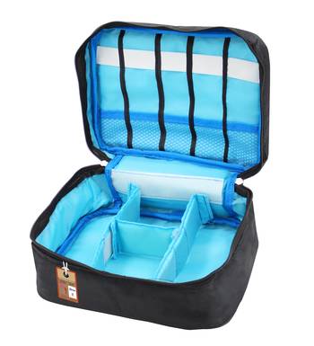 atorakushon® Fabric Cosmetic Bag Makeup Pouch Jewellery Vanity Box Travel Storage Organizer Grooming Kit for Women Black 5