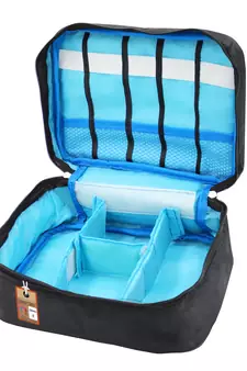 atorakushon® Fabric Cosmetic Bag Makeup Pouch Jewellery Vanity Box Travel Storage Organizer Grooming Kit for Women Black