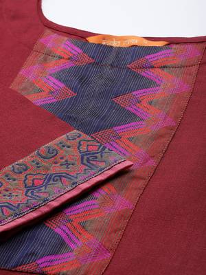 Indo Era Maroon Solid Straight Kurta Palazzo With Dupatta Set 5