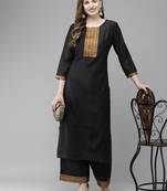 Indo Era Solid Straight Kurta With Palazzo Set