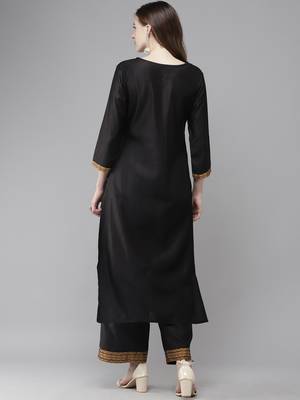 Indo Era Solid Straight Kurta With Palazzo Set 2