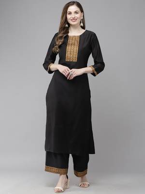 Indo Era Solid Straight Kurta With Palazzo Set 4