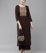 Indo Era Solid Straight Kurta With Palazzo Set