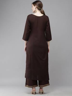 Indo Era Solid Straight Kurta With Palazzo Set 2