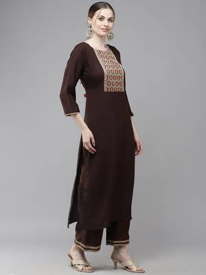 Indo Era Solid Straight Kurta With Palazzo Set 3